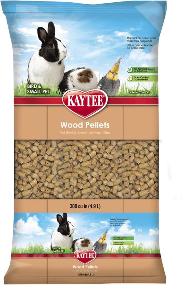 Kaytee Wood Pellets Pet Bird & Small Animal Litter for Ferrets, Guinea Pigs, Rats, Chinchillas, Hamsters, Gerbils, Rabbits, Mice, Hedgehogs and Dwarf Hamsters, 4.9 Liter, 8 Pound Bag (165 Fl Oz (Pack of 1))