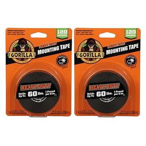 Gorilla Heavy Duty Double Sided Mounting Tape, Black Tape, 1" x 120" (Pack of 2) - Weatherproof for Indoor or Outdoor