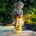 Fairy Garden Statues Outdoor Decor, Angel Figurines with Solar Lights Waterproof Resin Yard Art Sculpture Decoration for Patio, Lawn, Balcony, Mother's Day, Housewarming Gift