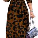 Yajedo Womens Casual Summer Maxi Dress Plus Size Sexy Wrap V Neck 3/4 Sleeve Sundress with Pockets. M Size