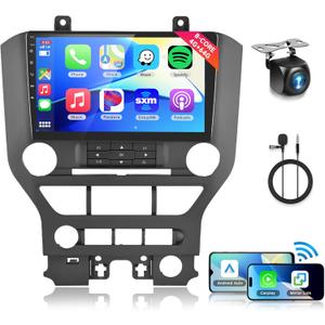 8Core 4+64G Car Stereo for Ford Mustang 2015-2020 Wireless Carplay Android Auto,9" 1280*720P IPS Touch Screen Radio,Android13/GPS/WiFi/32EQ DSP/59UI/Bluetooth5.0/SWC/Backup Camera(Adapts to 3 Buttons)