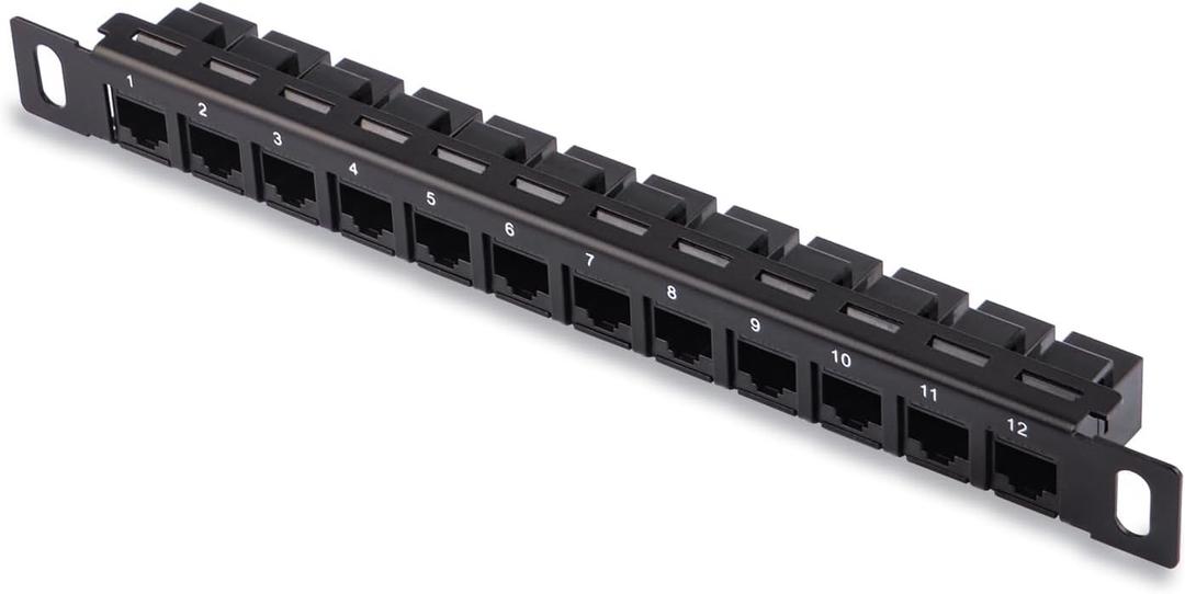 GeeekPi 12 Port Patch Panel, 10inch 0.5U CAT6 Network Patch Panel for DeskPi RackMate T1/T0/T2/T1 Plus/T0 Plus/TL1 and 10 Inch Server Rack/Network Cabinet (Black)