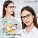MARE AZZURO Blue Light Blocking Reading Glasses Women Cute Round Readers 1.0 1.25 1.5 1.75 2.0 2.25 2.5 2.75 3.0 3.5 4.0