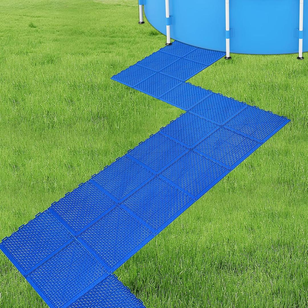 20Pcs Pool Drainage Mat,10.3" x 10.3"above Ground Walkways, Pool Mat with Multiple Splicing Methods to Prevent Dirt from Entering The Pool,Interlocking Plastic Floor for Pools, Spas, Passways