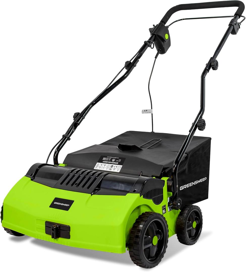 GreenSweep V2 | Artificial Grass Electric Turf Sweeper with Collection Bag, 5 Adjustable Heights, Foldable Handle