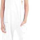 Jumpsuits for Girls Kids Casual Sleeveless Jumpsuits Spaghetti Strap Romper Long Pants with Pockets (White), M