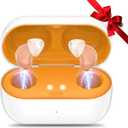 Hearing Aids, Rechargeable Digital Hearing Aids for Seniors, Noise Cancelling with 16-Channel Sound Processing, Invisible Hearing Aids for Men Women with Charging Case (1, yellow)