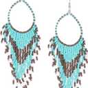 Crunchy Fashion Bollywood Style Party Wear Bohemian Orange Beaded Tassel Earrings for Women
