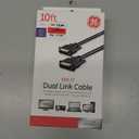 GE Home Electrical GE DVI-D Dual Link Cable, 10 Foot Cable, Video, 1600 X 1200 and Higher, for PC, Digital Monitor or HDTV, Black, 34508