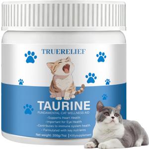 Taurine Powder for Cats, Amino Acid Supplement for Heart, Vision & Daily Wellness, 200 Grams (1pcs) (1)