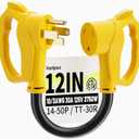 50 Amp to 30 Amp RV Adapter 3 Prong 12 Inch, NEMA 14-50P Male to NEMA TT-30R Female, Heavy Duty RV Electrical Adapter Cord for Camper, STW 10AWG 30A 125V 3750W, Yellow, ETL Listed