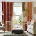 Asuexpect Burnt Orange Curtains 2 Panels Abstract Rust Curtain Room Darkening Grommet Window Drapes Modern Decorative Window Treatments for Bedroom Living Room, 52x84 Inches
