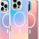 LONLI Hue - Magnetic Case for iPhone 16 Pro Max - [Compatible with Magsafe] - [360 Shock-Absorbent Bumper] - [Cute and Unique Phone Cover for Girls and Women] - Fluorescent Holographic Iridescent