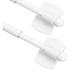 ENJOYBASICS 2 Pack Magnetic Curtain Rod, 16 to 28 Inches Adjustable Strong Magnet Bar for Door, Classroom Whiteboard, and Any Metal Space, No Drill Required, White