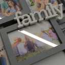 Malden International Designs 4x6 3.5x5 6-Opening Dimensional Gray Collage with Family Word Attachment Photo Wall Frame (9183-60)