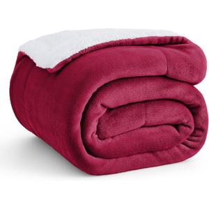 Bedsure GentleSoft Sherpa Fleece Twin Size Blanket for Couch, Non-Heated, Thick and Warm Throw for Girls and Women, Soft Fuzzy Plush Twin Blanket for Winter, Red, 60x80 Inches