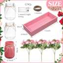 Honeydak 9 Pcs Mason Jar Centerpiece for Dining Room Table with Farmhouse Wood Tray, 3 Mason Jars, 6 Fake Flowers, and 2 LED Light for Room Kitchen Living Bathroom Wedding (Peony)