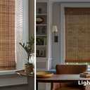 LazBlinds No Tools No Drill Cordless Bamboo Roman Shades, Light Filtering Window Treatment, Roll Up Bamboo Blinds for Windows 26'' W x 48'' H, Brown