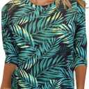 JomeDesign Womens Tops 3/4 Sleeve Shirts Round Neck Loose Casual Blouses Floral Print Tshirts, Size L