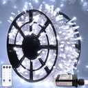 JMEXSUSS Christmas Lights, 8 Modes Waterproof Christmas Light Outdoor Plug in, Clear Wire String Lights Indoor Bedroom 500LED White 163ft