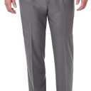 Haggar mens Premium Comfort Classic Fit Pleat Expandable Waist Dress Pants, Medium Grey, 38W x 29L US
