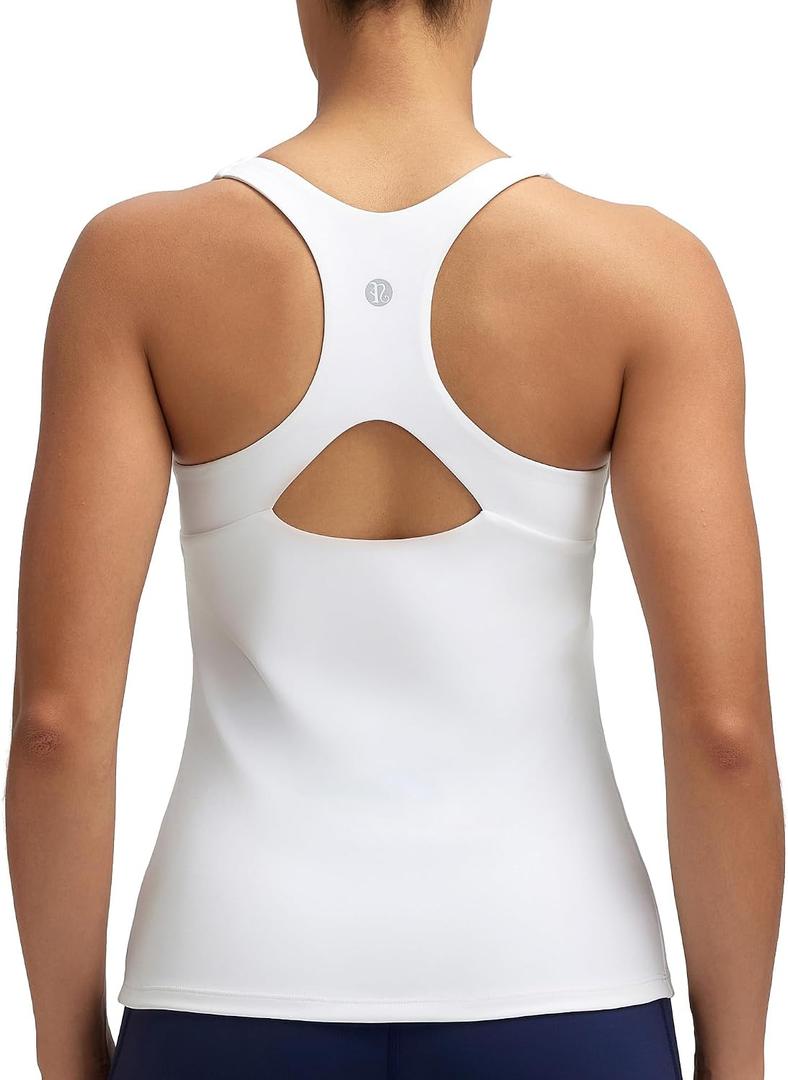RUNNING GIRL Tank top with Built in Bra for Women,Compression Shirts Crisscross Back Workout Yoga Tops, Medium