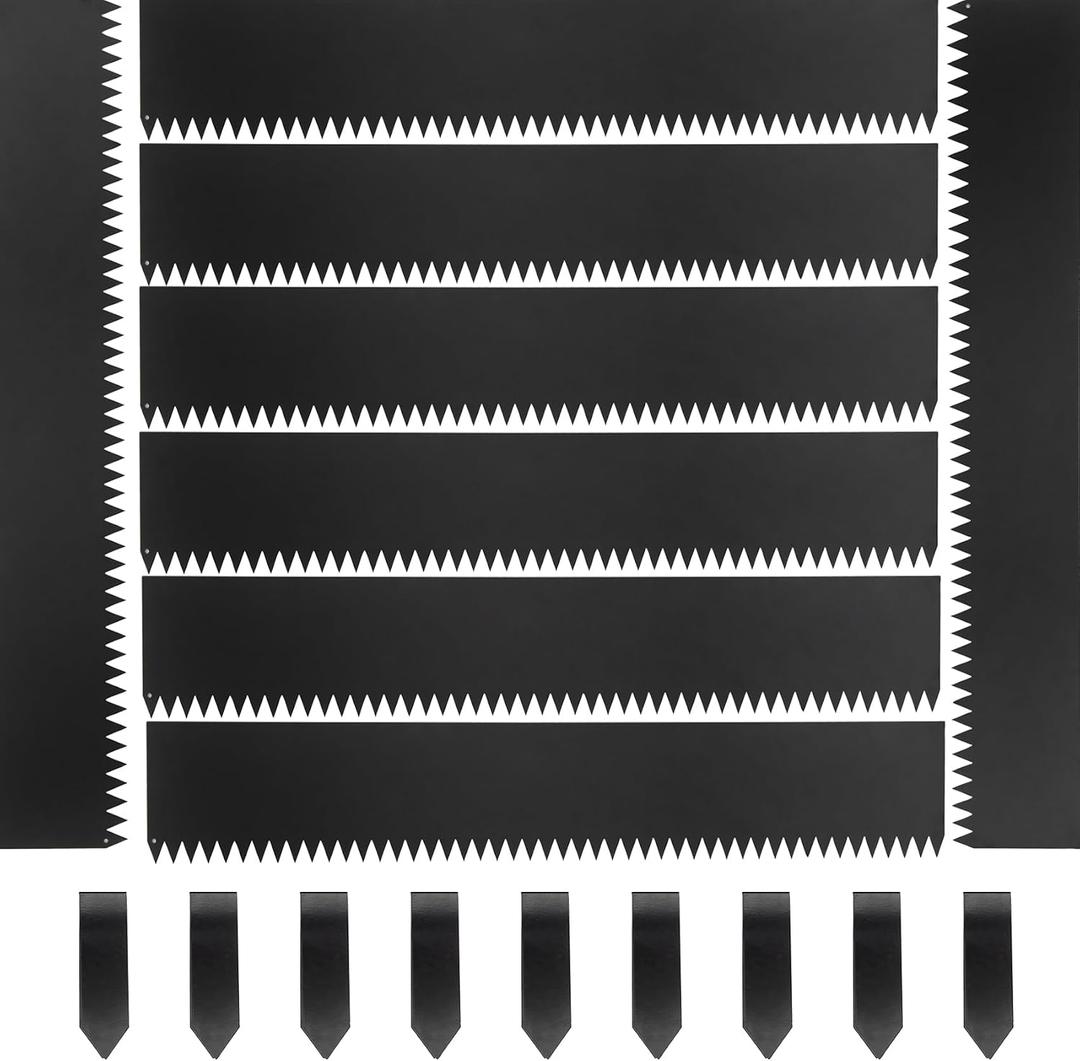 Steel Landscape Edging 40" Lx8 H,8pcs Metal Landscape Edging with 9 Stakes,27Ft Easy-to-Install Garden Edging for Flexible Bend,No-Dig Lawn Edging Border for Yard Pathway Forestry,Black