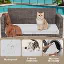 3 Pack Outdoor Cushion Covers Replacement, Waterproof Stretch Patio Seat Slipcovers Fit for 4-Seater Wicker Rattan Conversation Set Loveseat Chair Furniture, Cover Only, White