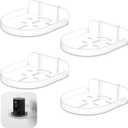 4 Pack Adhesive Security Camera Wall Mount, Universal Transparent Monitor Wall Mount Brackets with Cable Clips Versatile Surveillance Holder Self Adhesive Small Walls Shelf for Bedroom Kitchen Living