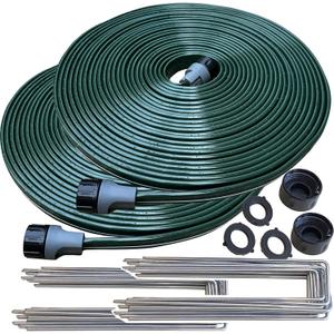 Watoo 2026 Sprinkler Hose & Soaker Hose for Yard - 150 FT Reinforced Flat Garden Hose with Holes, Heavy Duty No-Kink Lawn Irrigation Hose (Includes Stakes, High Pressure Spray)