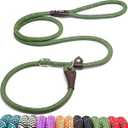 Fida Durable Slip Lead, 6 FT x 1/ 2" Heavy Duty Loop Leash, Comfortable Strong Rope for Large, Medium Dogs, No Pull Pet Training with Highly Reflective, Green