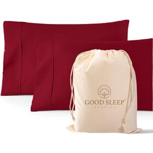 1000 TC Burgundy Standard Pillowcases Set of 2 100% Egyptian Cotton Pillow Cases with Long Staple Cotton & Sateen Weave, Silky Soft Hotel - Like Bed Pillow Covers for Comfy Sleeping, Snug Fit