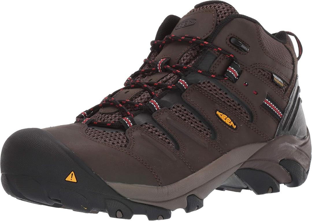 KEEN Utility Lansing Mid Waterproof Steel Toe (10.5, Cascade Brown/Brindle)