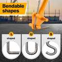 Rebar Bender-Rebar Bender Manual Hand Operated to 5/8" Bar Reverse Head with Anti-slip Protective Sleeve & Gloves, Rebar Bending Tool Ideal for Flat Steel and Steel Rods, Yellow