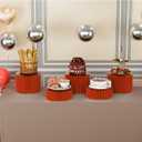 HeiMma 4 Pack Buffet Risers, Foldable Accordion Food Display Risers with Acrylic Disc, Dessert Table Display Set, Cardboard Paper Cupcake Cake Stand for Party Cylinder Stands for Parties Drink Collectibles Jewelry Figures, Multi-height, Red