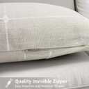 Decorative Linen Cotton Pillow Covers Embroidery Plaid Lumbar Farmhouse Throw Pillows Cases Check Cushion Cover Sham for Couch Sofa Chair Bed Living Room Home Decor, 2012 Inch 2 Pack White