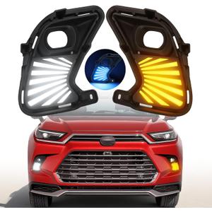 Led Fog Lights fit for 2024 2025 2026 Toyota Grand Highlander Hybrid XLE Limited Platinum Sport Daytime Running Drl Turn Signal Lights Accessories(for DRL-Grand Highlander only) (3color)