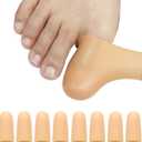 8 Pack Silicone Big Toe Protectors Women & Men (Toe Caps and Toe Protectors) to Provide Relief from Missing or Ingrown Toenails, Corns, Blisters, Hammer Toes (Large, Beige)