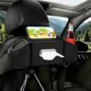 7-In-1 Car Seat Back Organizer with Cup Holders, Tissue Box, Garbage Can&Hooks, Multifunctional Headrest Storage Organizer, Headrest Cup Holder for Backseat, Car Accessories for Trips, Travels(Black)