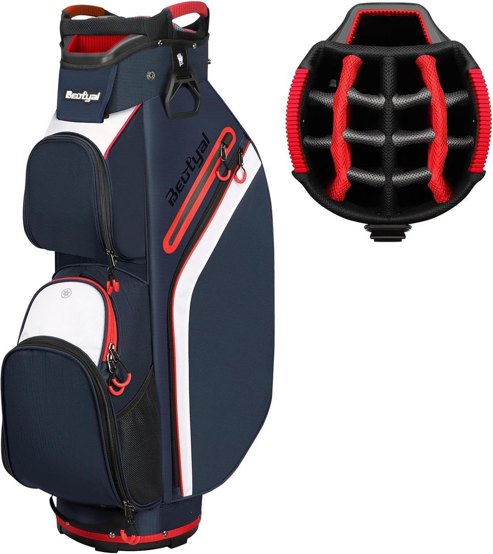 Cart Golf Bag 15 Way Organizer Divider Top Golf Club Bags Lightweight Golf Cart Bags for Men Women with Cooler, Rain Cover