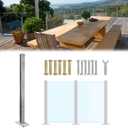 Qrooviiy 35.6 Inch Glass Railing Mid Post,T304 Stainless Steel Post with Spigot Slots for Thickness 5/16"-1/2" Glass/Plastics,Deck Balustrade Railing System for Pool,Balcony(Brushed Silver)
