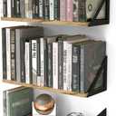 Wallniture Minori Floating Shelves Set of 3, Small Bookshelf Unit for Living Room, Office, and Bedroom, Natural Burned Rustic Wood Wall Decor with Metal Floating Shelf Bracket 6D x 17W x 5.5H in