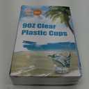 Turbo Bee 300 Pack 9oz Clear Plastic Cups,Disposable Crystal Drinking Cups,PET Plastic Party Cups for Wine,Juice,Iced Coffee and Cold Drinks