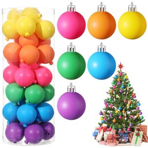 LCPQMZGH Christmas Ball Ornaments Neon Color Shatterproof Christmas Tree Ornaments Ball Set, Plastic Holiday Tree Decorations (24 Pcs, 2.36 Inch)