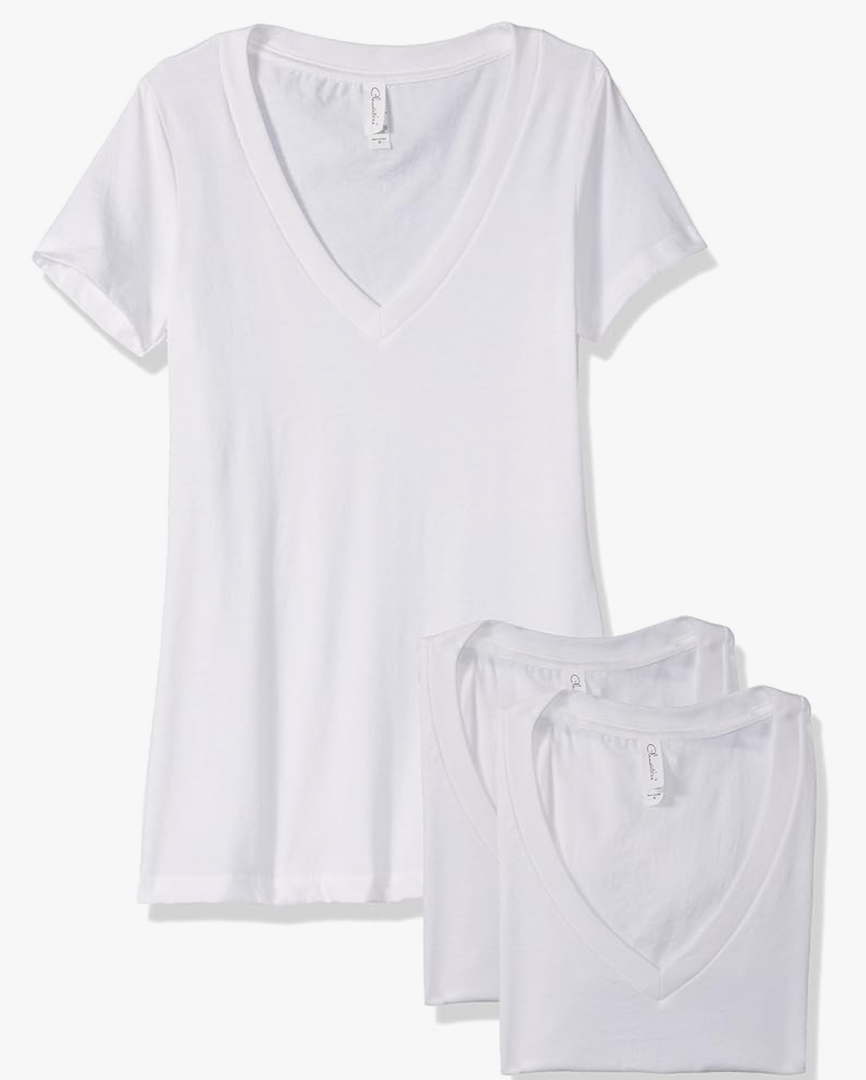 Clementine Apparel Women's Deep V Neck Tee Large
