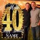 40th Birthday Decorations 40 Inch Extra Large Yard Sign with LED Lights, Personalized Name Lawn Sign Outdoor Waterproof Gold Pastel Decor with Stakes for Men Women Party