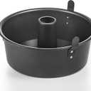 HONGBAKE Angel Food Cake Pan with Removable Bottom, 10 Inch Tube Pan, Nonstick Pound Cake Pans for Baking, Chiffon Cake Mold, 16-Cup, Heavy Duty - Dark Grey (Black)