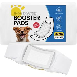 Disposable Dog Diaper Liners Booster Pads for Male & Female Dogs - 100ct | Diaper Inserts fit Most Washable Dog Wraps and Belly Bands,Long