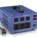 8000W Voltage Converter Auto Transformer,110/120/220/240V Heavy Duty Step Up/Down Power Converter Transformer with 3 US Outlets,3 Universal Outlets, LCD Display,Resettable Circuit Breaker Protection (BLUE)