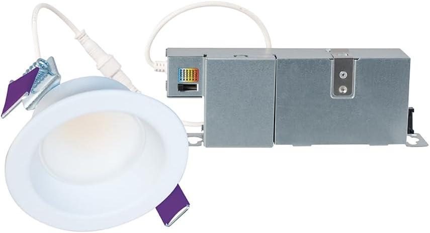 HALO LCR2 2 in. Soft White Selectable CCT Integrated LED Recessed Light with Surface Mount White Trim Retrofit Module